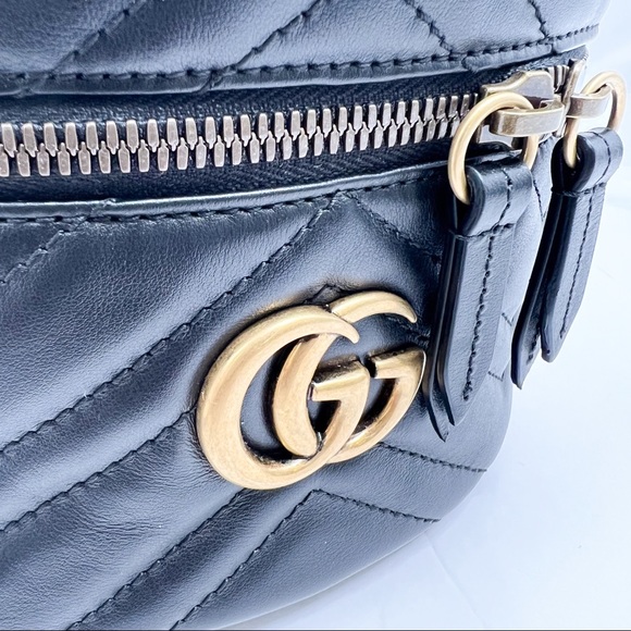 Gucci GG Marmont Mini Matelassé Black Leather Backpack New Authentic - Picture 7 of 16